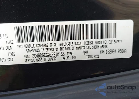 2014 Dodge Grand Caravan Sxt z USA, uszkodzony, nr VIN 2C4RDGCG0ER210155
